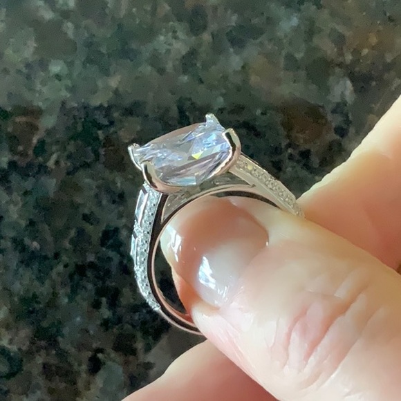 Lustro Stella Finest CZ Ring in Platinum over Sterling Silver.  NWT - Picture 10 of 10